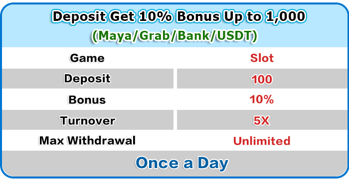 Deposit Get 10% Bonus detail